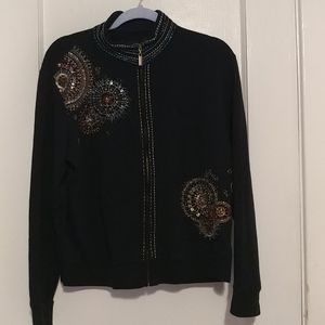 Chico's Zenergy Beaded Zip Up Jacket/ Sweatshirt/L